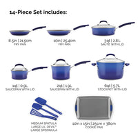 Rachael Ray Classic Brights Hard Enamel Nonstick Cookware Set, 14-Piece